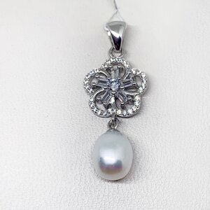 Кулон срібний із перлами та кубічним цирконієм 2,6 г