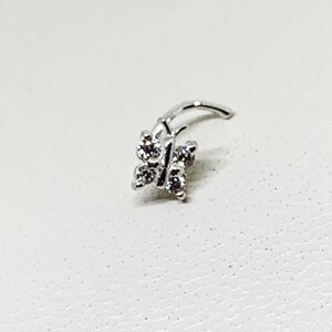 Пірсинг у ніс срібний із кубічним цирконієм "Метелик" 0,19 г