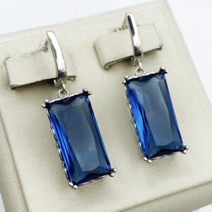 Сережки срібні з кварцем London Blue 8,61 г