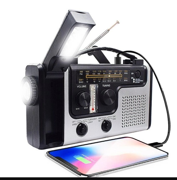 Багатофункціональне динамо радіо з ліхтариком на сонячній батареї з павербанком D6 від компанії Інтернет-магазин "BUY-OPT" - фото 1