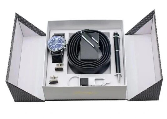 Чоловічий подарунковий набір: ремінь, ручка, брелок, годинник, запонки M975 від компанії Інтернет-магазин "BUY-OPT" - фото 1