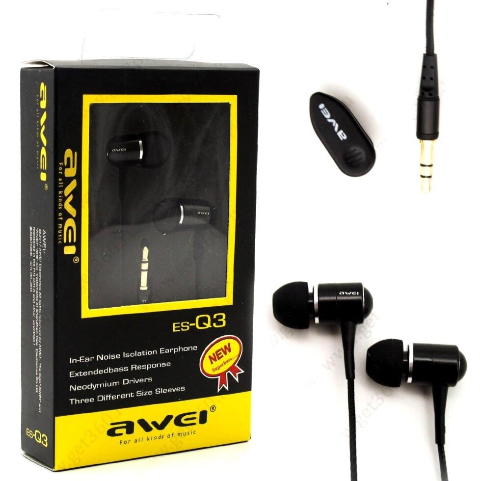 Дротові навушники Awei ES-Q3 від компанії Інтернет-магазин "BUY-OPT" - фото 1