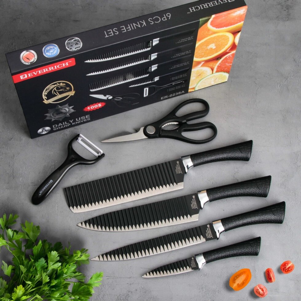 Набір з 6 кухонних ножів Everrich ##от компании## Інтернет-магазин "BUY-OPT" - ##фото## 1