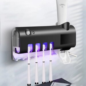 Тримач для зубних щіток з ультрафіолетовою дезінфекцією та дозатор зубної пасти