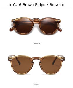 Сонцезахисні окуляри поляризаційні ретро Zolman C. 16 Brown Stripe/Brown