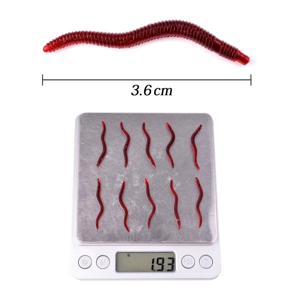 Силіконові черв'яки для риболовлі (10 шт.) від компанії Інтернет-магазин "BUY-OPT" - фото 1