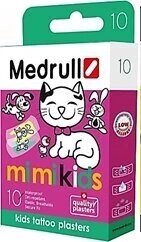 Пластир медичний Medrull дитячий Тату "Mi Mi Kids", з полiмерного матерiалу, розмiр 25 мм х 57 мм,10