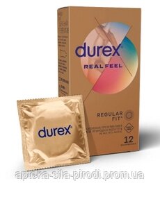 Презервативи з синтетичного латексу Durex Real Feel натуральні відчуття, 12 штук
