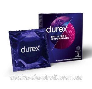 Презервативи Durex Intense Orgasmic, рельєфні, з стимулюючим гелем-мастилом, 3 шт