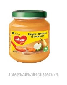 Пюре фруктовое для детей від 6мес Яблоко з грушею та морквою Милупа Milupa с/б 125г