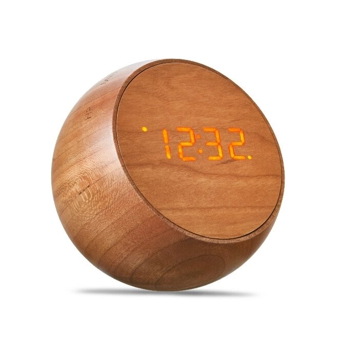 Будильник Tumbler Click Clock Gingko G011CH з натурального дерева у формі кулі від компанії "Cronos" поза часом - фото 1