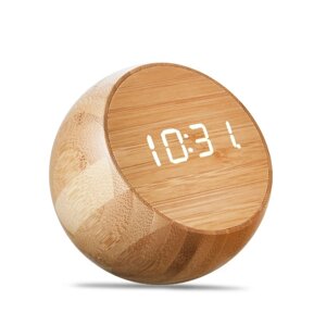 Будильник "Tumbler Click" Gingko G011BO из натурального бамбука в форме шара