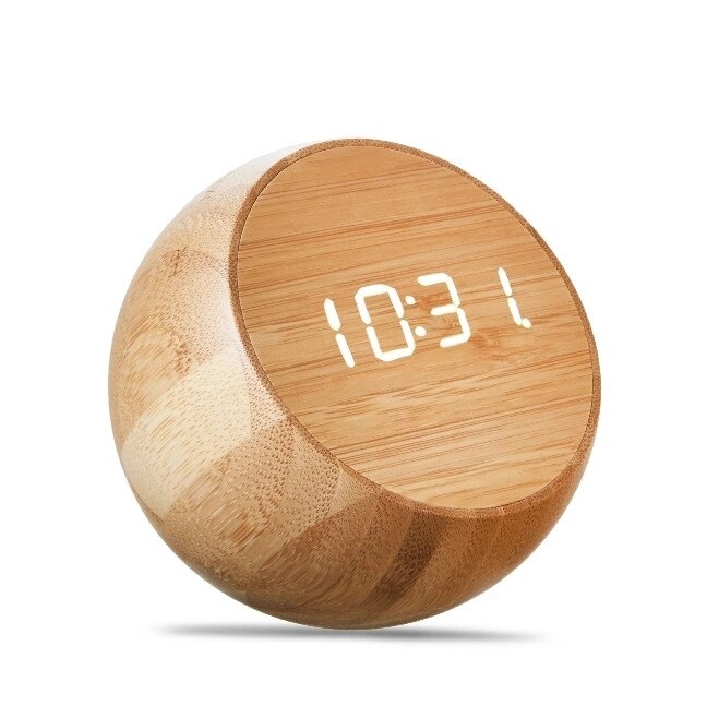 Будильник "Tumbler Click" Gingko G011BO з натурального бамбука у формі кулі від компанії "Cronos" поза часом - фото 1