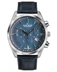 Годинник-хронографія наручні чоловічі Claude Bernard 10246 3 BUIN, кварц, на шкіряному ремені, з тахиметрической шкалою