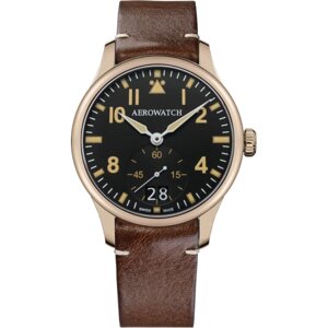 Годинники наручні чоловічі Aerowatch 39982 RO09 кварцові, покриття PVD, велика дата і мала секундна стрілка