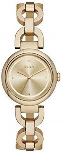 Годинники наручні жіночі DKNY NY2768 кварцові, браслет з букв, колір жовтого золота, США
