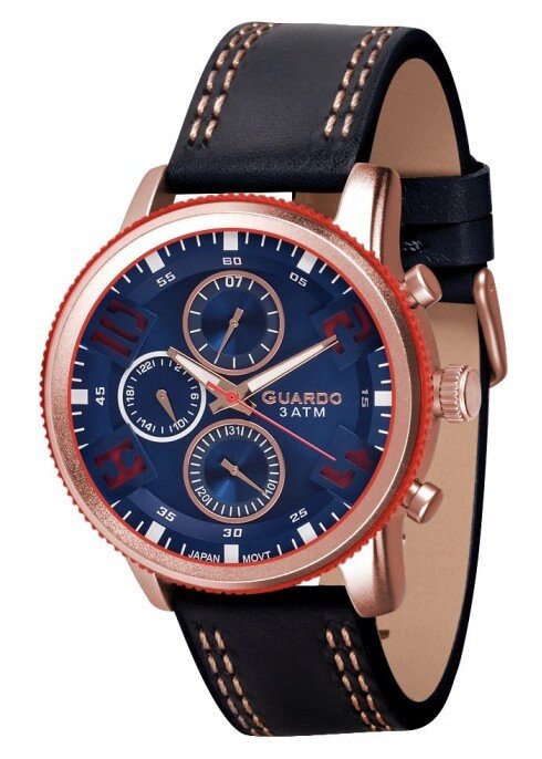 Чоловічі наручні годинники Guardo P11097 RgBlBl від компанії "Cronos" поза часом - фото 1