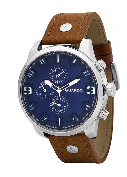 Чоловічі наручні годинники Guardo P11270 SBlBr від компанії "Cronos" поза часом - фото 1
