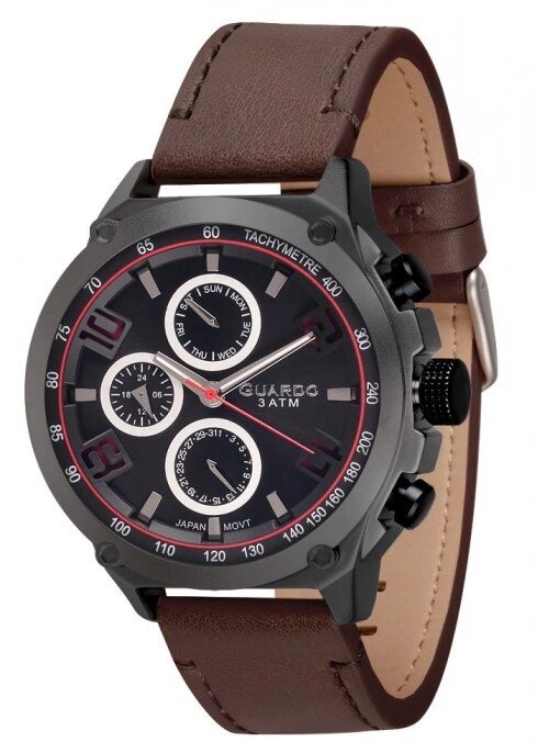 Чоловічі наручні годинники Guardo P11446 BBBr від компанії "Cronos" поза часом - фото 1