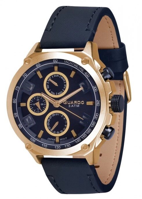 Чоловічі наручні годинники Guardo P11446 GBlBl від компанії "Cronos" поза часом - фото 1