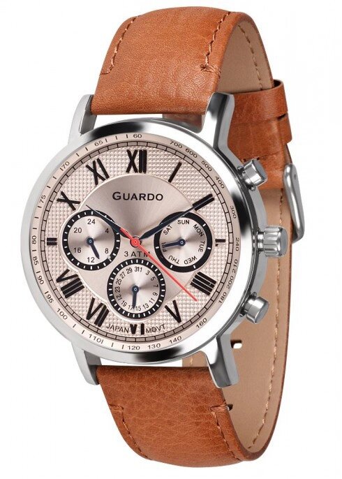 Чоловічі наручні годинники Guardo P11450 SSBr від компанії "Cronos" поза часом - фото 1