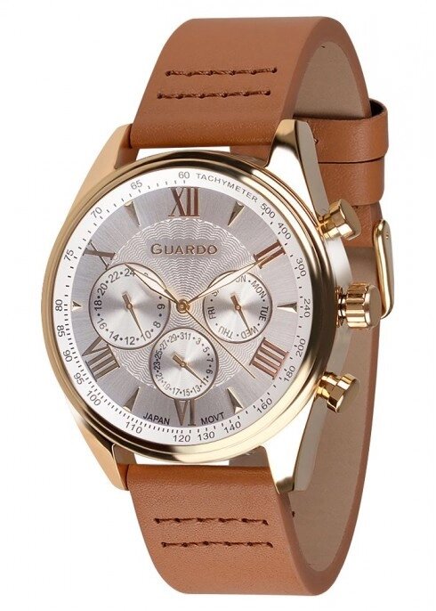 Чоловічі наручні годинники Guardo P11451 GWBr від компанії "Cronos" поза часом - фото 1