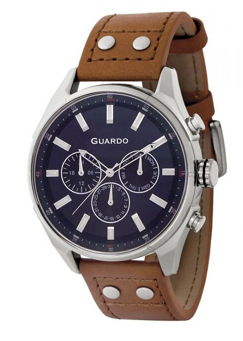 Чоловічі наручні годинники Guardo P11453 SBlBr від компанії "Cronos" поза часом - фото 1