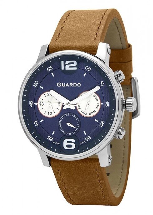 Чоловічі наручні годинники Guardo P12432 SBlBr від компанії "Cronos" поза часом - фото 1