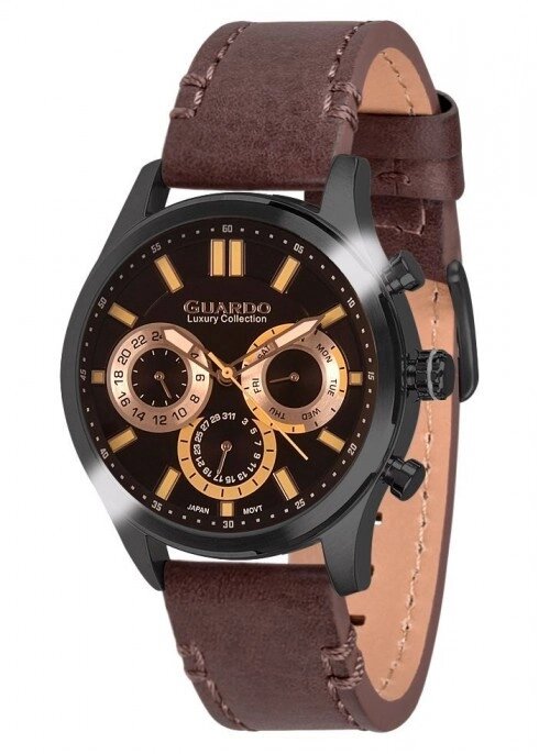 Чоловічі наручні годинники Guardo S01313 BBBr від компанії "Cronos" поза часом - фото 1