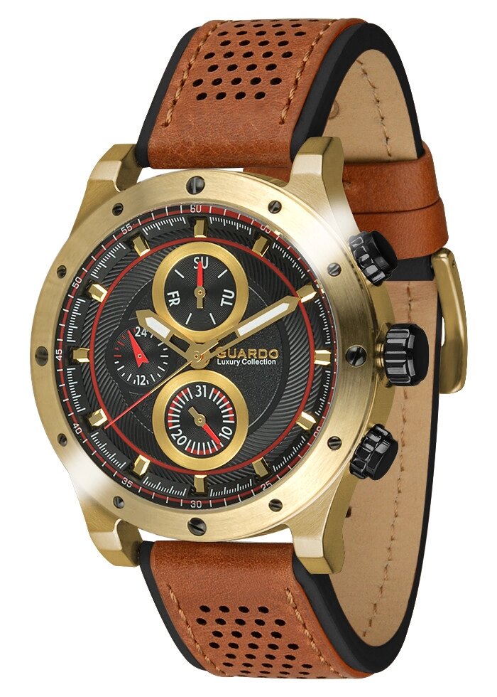Чоловічі наручні годинники Guardo S01355 GBBr +Ремінь від компанії "Cronos" поза часом - фото 1