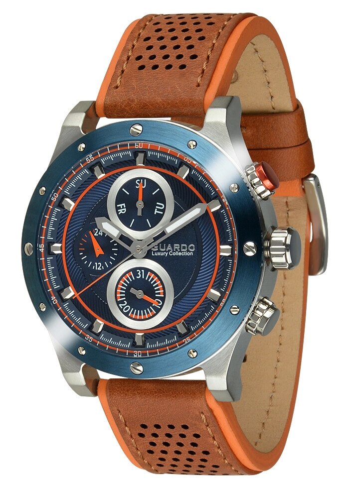 Чоловічі наручні годинники Guardo S01355 S2BlBr + Ремінь від компанії "Cronos" поза часом - фото 1