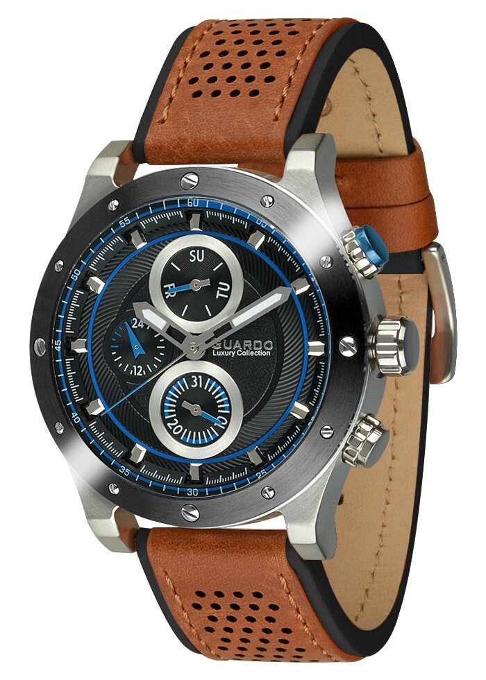 Чоловічі наручні годинники Guardo S01355 SB1Br + Ремінь від компанії "Cronos" поза часом - фото 1