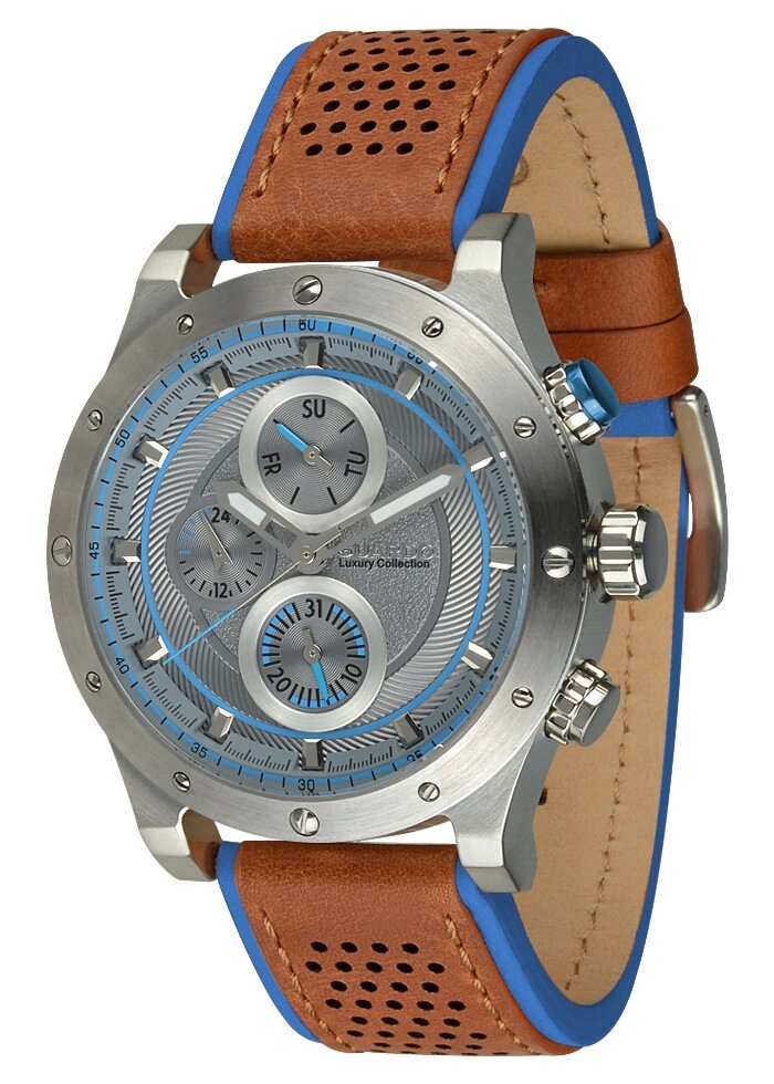 Чоловічі наручні годинники Guardo S01355 SGrlBr +Ремінь від компанії "Cronos" поза часом - фото 1