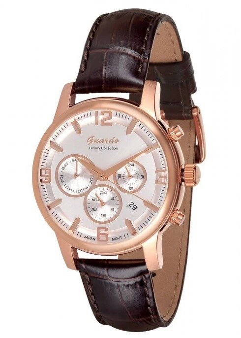 Чоловічі наручні годинники Guardo S01540 RgWBr від компанії "Cronos" поза часом - фото 1