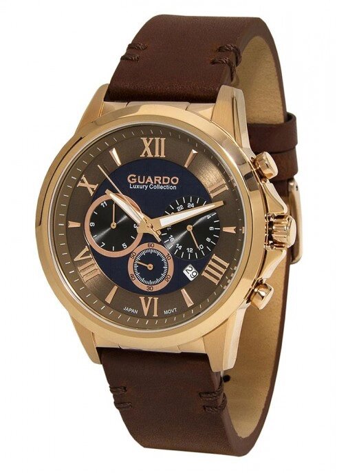 Чоловічі наручні годинники Guardo S01797 RgBrBr від компанії "Cronos" поза часом - фото 1