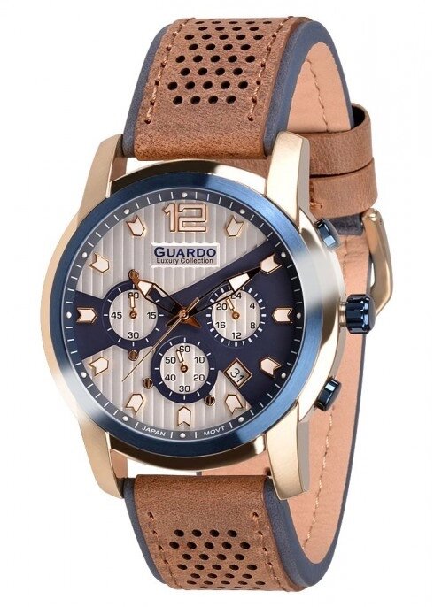 Чоловічі наручні годинники Guardo S01830 GWBr від компанії "Cronos" поза часом - фото 1