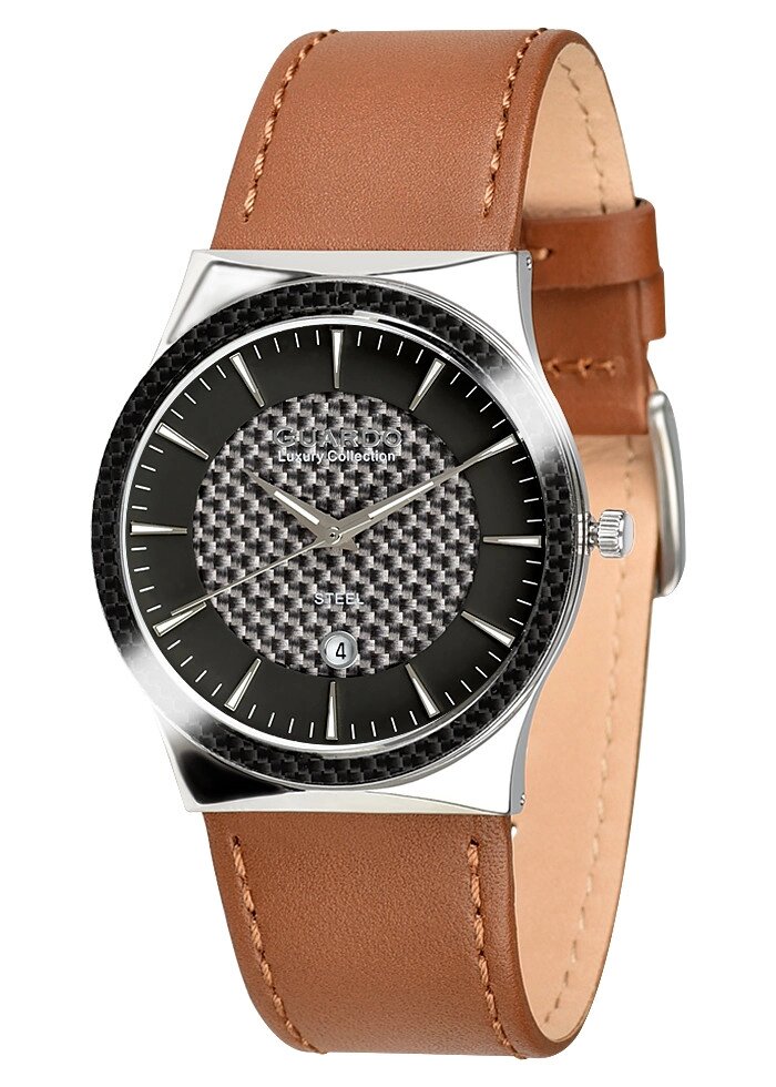 Чоловічі наручні годинники Guardo S03186 SBBr від компанії "Cronos" поза часом - фото 1