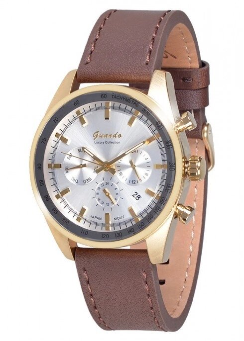 Чоловічі наручні годинники Guardo S05564 GWBr від компанії "Cronos" поза часом - фото 1