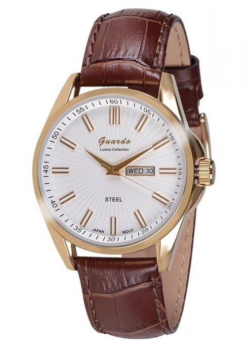 Чоловічі наручні годинники Guardo S09438 GWBr від компанії "Cronos" поза часом - фото 1