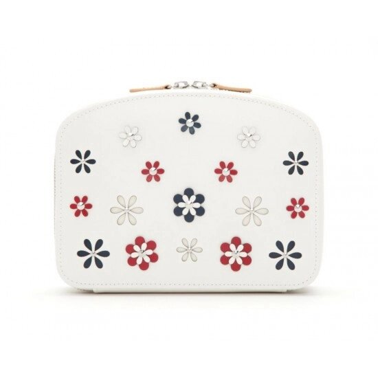 Футляр для аксесуарів "Blossom Travel Zip Jewellery Case White" від WOLF, квітковий декор від компанії "Cronos" поза часом - фото 1