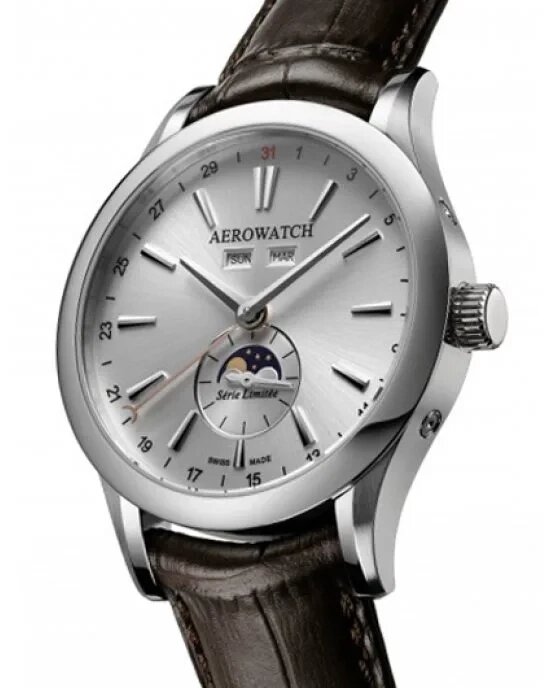 Годинник-хронограф наручний чоловічий Aerowatch 93955 AA01 механічний, коричневий шкіряний ремінець від компанії "Cronos" поза часом - фото 1