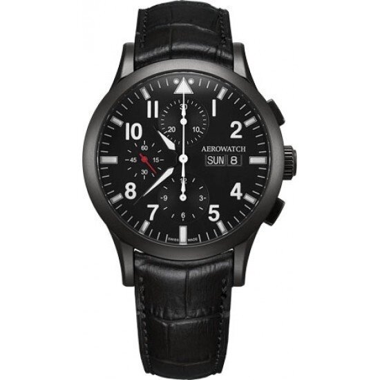 Годинник-хронографія наручні чоловічі Aerowatch 61948 NO03 чорні в стилі Military (механіка з автопідзаводом) від компанії "Cronos" поза часом - фото 1