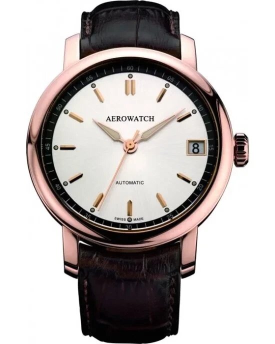 Годинник наручний чоловічий Aerowatch 70930 RO02, механіка з автопідзаводом, чорний шкіряний ремінець від компанії "Cronos" поза часом - фото 1