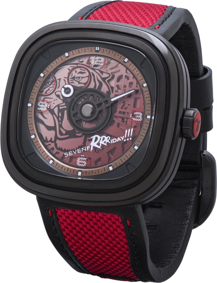 Годинник наручний чоловічий SEVENFRIDAY RED TIGER SF-T3/05 із зображенням голови тигра, Швейцарія від компанії "Cronos" поза часом - фото 1