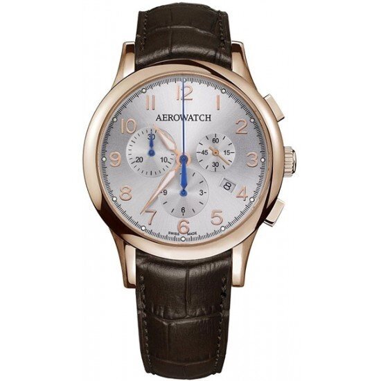 Годинники наручні чоловічі Aerowatch 83966 RO01 кварцові з хронографом і датою, коричневий ремінець від компанії "Cronos" поза часом - фото 1