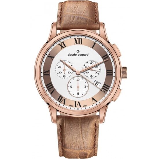 Годинники наручні чоловічі Claude Bernard 10237 37R ARR, кварцовий хронограф, рожево-золоте покриття PVD від компанії "Cronos" поза часом - фото 1