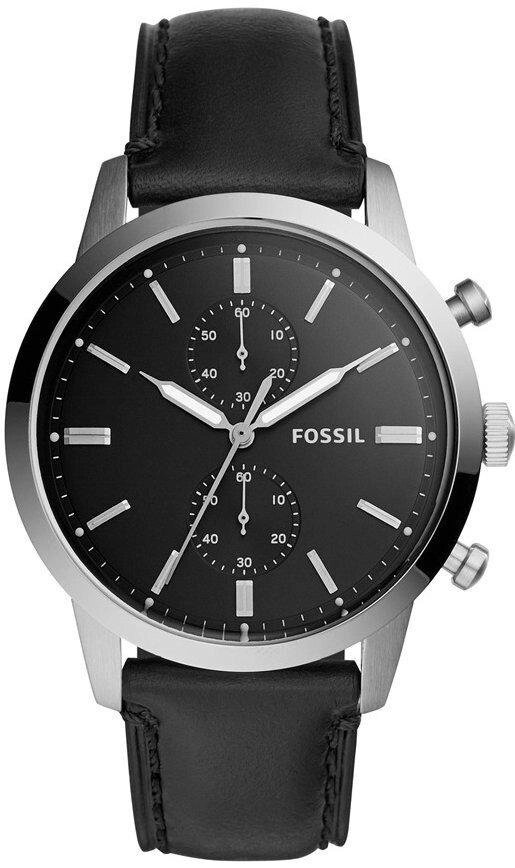 Годинники наручні чоловічі FOSSIL FS5396 кварцові, ремінець з шкіри, чорні, США від компанії "Cronos" поза часом - фото 1