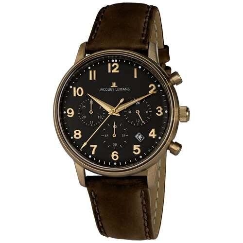 Годинники наручні чоловічі Jacques Lemans N-209ZK кварцові, коричневий ремінець з шкіри, Австрія від компанії "Cronos" поза часом - фото 1