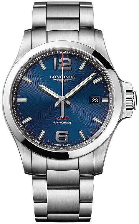 Годинники наручні чоловічі LONGINES CONQUEST V. H. P. L3.726.4.96.6 кварцові з вічним календарем від компанії "Cronos" поза часом - фото 1