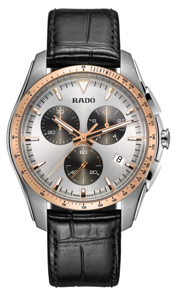 Годинники наручні чоловічі RADO HYPERCHROME 01.312.0259.3.110/R32259105 з хронографом і тахиметром від компанії "Cronos" поза часом - фото 1